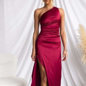 Split One Shoulder Bodycon Maxi Dress | New Sheath Formal Ruched Dress
